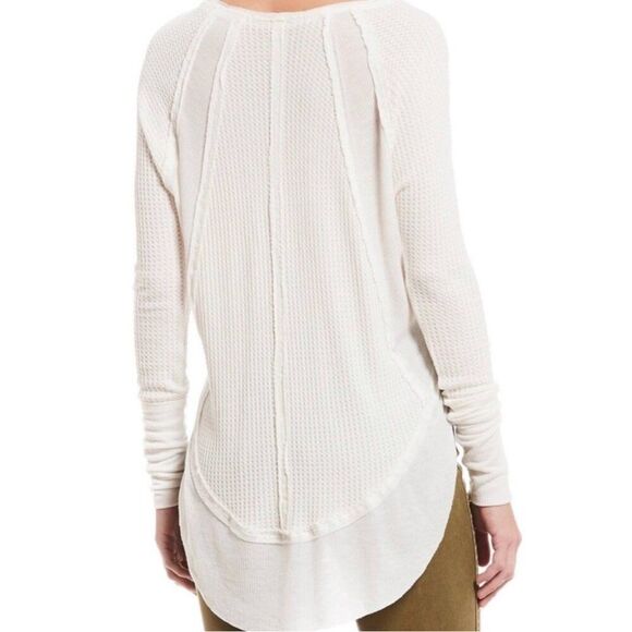We the Free People Womens Small Catalina White Thermal Long Sleeve V-neck Top - Picture 5 of 10